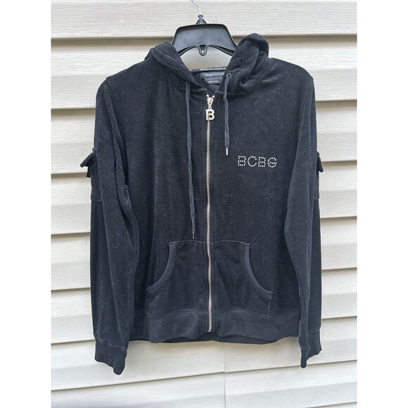 VTG BCBG Maxazria Womens L Bling Hoodie Sweatshirt Embellished Jacket Y2K - Picture 2 of 8